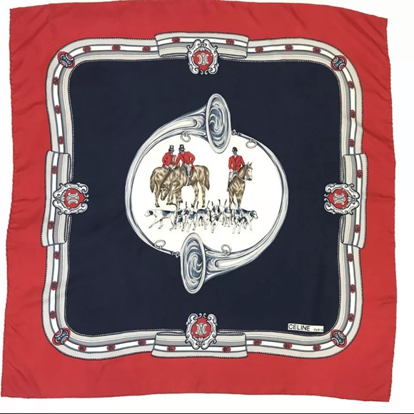 AUTH CELINE Silk Scarf - Picture 1 of 7